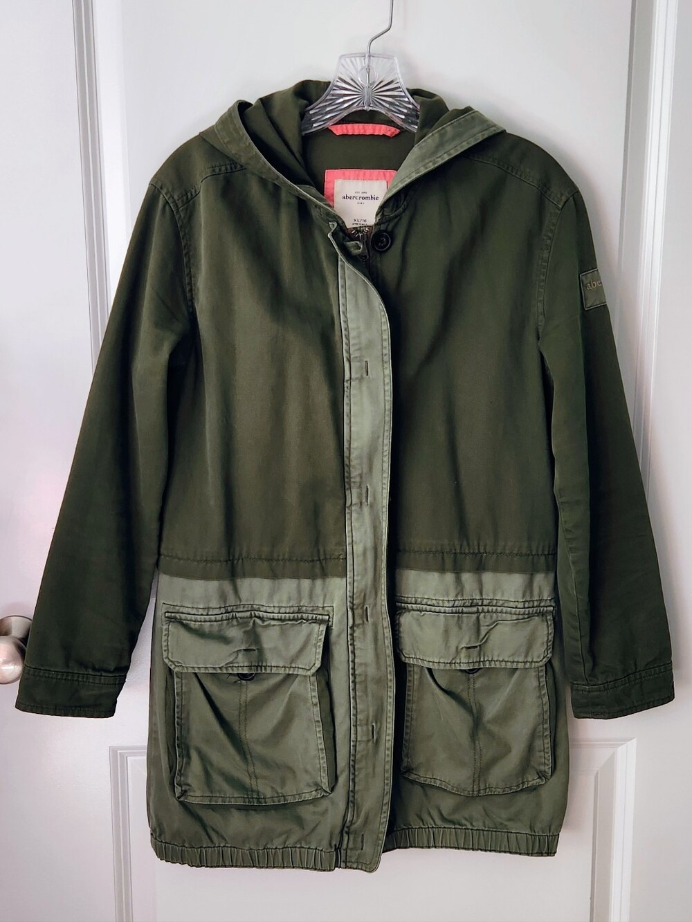 Abercrombie Kids Olive Green Utility Field Jacket - Size XL (16)